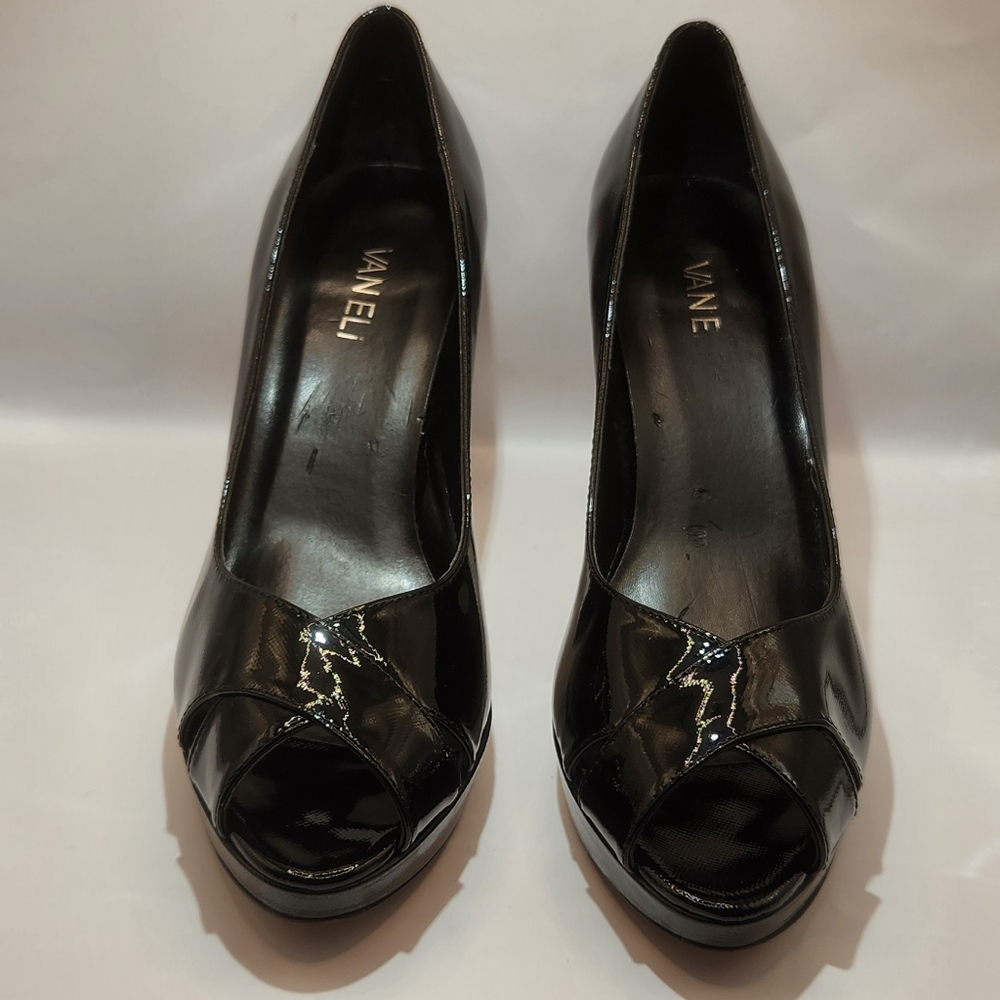 Vaneli Women's Black Peep Toe Heels Size 9.5M